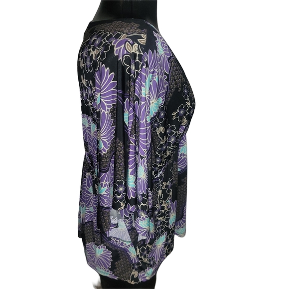 Suzy Shier Floral Kimono Style Top L - Picture 3 of 6